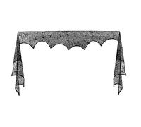 Booso Cheminée d'Halloween - Écharpe en toile d'araignée - Cheminée en dentelle noire - Housse de protection pour fête festive gothique - Décoration d'intérieur facile à utiliser