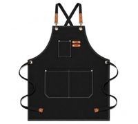 BOOWEN Tablier Cuisine Homme Tabliers en Toile avec 3 Poches Imperméable et Réglable Apron pour Barbecue, Restaurant,Jardin, Charpentier，76 * 68cm