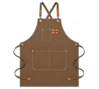 BOOWEN Tablier Cuisine Homme Tabliers en Toile avec 3 Poches Imperméable et Réglable Apron pour Barbecue, Restaurant,Jardin, Charpentier，76 * 68cm