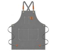 BOOWEN Tablier Cuisine Homme Tabliers en Toile avec 3 Poches Imperméable et Réglable Apron pour Barbecue, Restaurant,Jardin, Charpentier，76 * 68cm