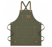 BOOWEN Tablier Cuisine Homme Tabliers en Toile avec 3 Poches Imperméable et Réglable Apron pour Barbecue, Restaurant,Jardin, Charpentier，76 * 68cm