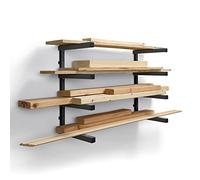 Bora Étagère de rangement à 4 niveaux pour bois et garage, étagère en métal peu encombrante pour tuyaux, planches, contreplaqué et matériaux de construction - PBR-004B noir gris