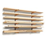 BORA PBR-001 Organiseur en bois et étagère de rangement en métal avec support mural à 6 niveaux - Utilisation en intérieur et en extérieur - Orange