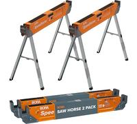 BORA PORTAMATE Speedhorse PM-4500T Lot de 2 chevalet de sciage instantané 30 fois plus rapide avec jambes pliantes Capacité de 1633 kg par paire, dessus en métal pour 2 x 4