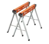 BORA Workhorse PM-3350T Lot de 2 chevaux de scie pliables et robustes en métal avec support 2 x 4 pour menuisiers et entrepreneurs, Orange