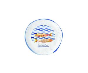 BORD DE MER Assiette dessert en porcelaine 16 cm décor poisson - Les 6 SC