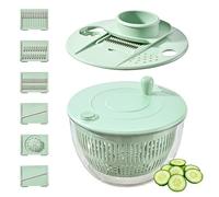 BORDEAG 4L Essoreuse à Salade avec Couvercle, Salatschleuder Multifonction avec 6 Lames et Planche à Découper, Bol en Pet avec Fenêtre, Idéal pour Laver, Sécher et Couper Légumes et Fruits