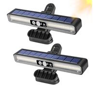 BORDEAG Lot de 2 lampes solaires d'extérieur avec détecteur de mouvement, à clipser, 3 modes, lumière de sécurité, support pour applique murale, jardin, cour