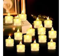 BORDEAG Lot de 24 bougies chauffe-plat LED sans flamme en cristal sans flamme - Bougies LED pour mariage, décoration de Noël, Halloween (3,8 x 5 cm)