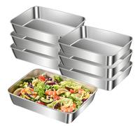 BORDEAG Lot de 6 plats à paner en acier inoxydable - 25,5 x 20 x 5,5 cm - Rectangulaire - Plaque de cuisson en acier inoxydable - Pour escalopes, légumes, poissons, fruits