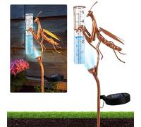 BORDEAG Pluviomètre pour Jardin avec Éclairage LED Solaire, Pluviomètre d’Extérieur Décoratif, Jauge de Pluie pour Pelouse, Cour, Terrasse, Allée et Jardin