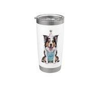 Border Collie Let's Pawty Fête d'anniversaire pour amoureux des chiens Gobelet isotherme en acier inoxydable double paroi