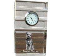 Border terrier - horloge en verre avec photo, photo de chien en cristal, horloge sur pied personnalisée pour bureau de la marque Art-Dog