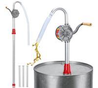BORDRISE Pompe à huile à manivelle manuelle en aluminium, pompe à huile de transmission de 3 l, pompe à huile télescopique pour fûts de 15 à 55 gallons, débit de 22,7 l/min, antistatique avec poignée