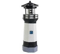 BORDSTRACT Phare à énergie Solaire, Ornement de Phare en résine Verte avec Balise Rouge rotative, décoration de Jardin extérieur (Noire)
