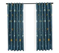 BORDSTRACT Rideaux de planètes Bleues, Rideau d'ombrage en Polyester pour la Maison Balcon garçons Chambre Salon fenêtre décor(2pcs Rideau)
