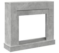 Bordure de cheminée en bois gris béton - 100 x 30 x 87,5 cm - Pour cheminée électrique avec surface de rangement - Accessoires pour une utilisation sûre dans le salon et sur la terrasse