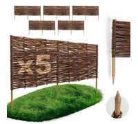 Bordure de jardin - BOGATECO - Rollborder 120x30 cm - Lot de 5 - Bois de noisetier naturel - Flexible, traité imperméable