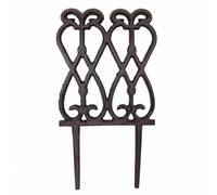 Bordure de Jardin Bordurette Grille Décorée de Volutes en Fonte Patinée Marron Rouille 2,5x14,5x27,5cm