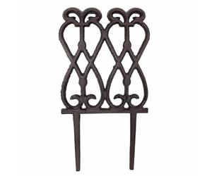 Bordure de Jardin Bordurette Grille Décorée de Volutes en Fonte Patinée Marron Rouille 2,5x14,5x27,5cm