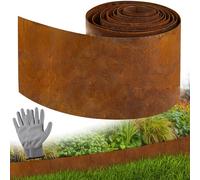 Bordure de jardin en acier Corten - 10 mètres x 14 cm - Inclut des gants