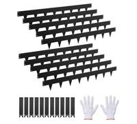 Bordure de jardin en acier galvanisé, lot de 10 bordures métalliques de 1016 x 114 mm pour l'aménagement paysager, avec 11 clips de fixation, bordure de jardin métallique très résistante pour parterre