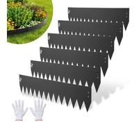 Bordure de jardin en acier galvanisé, lot de 6 bordures métalliques de 1016 x 152 mm pour l'aménagement paysager, avec 6 clips de fixation ; bordure de jardin en métal pliable pour parterres de fleurs