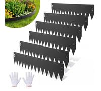 Bordure de jardin en acier galvanisé, lot de 6 bordures métalliques de 1016 x 203 mm pour l'aménagement paysager, avec 6 clips de fixation ; bordure de jardin en métal pliable pour parterres de fleurs