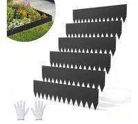 Bordure de jardin en acier galvanisé, lot de 6 bordures métalliques de 1016 x 254 mm pour aménagement paysager, avec 8 clips de fixation, bordure de jardin métallique très résistante pour parterres de
