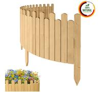 Bordure de Jardin en Bois Clôture d'Extérieur 200 cm x 40 cm Nature Barrières de Jardin Piquets d’ancrage Bordure de Gazon