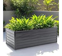 Bordure de jardin en métal, bac de plantation rectangulaire en acier galvanisé, jardinière pour légumes, bac de plantation pour jardin et terrasse, dimensions : 190 x 90 x 64 cm, couleur anthracite