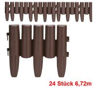 DEUBA® Bordure de Jardin Plastique 6,72m résistante intempéries UV Piquet Terre Bordure Parterre Plate-Bande délimitation pelouse Aspect Bois Brun