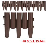 DEUBA® Bordure de Jardin Plastique 13,44m résistante intempéries UV Piquet Terre Bordure Parterre Plate-Bande délimitation pelouse Aspect Bois Brun
