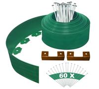 Bordure De Jardin Flexible 10CM Hauteur Kit avec 60 Pieux 20M Longueur | Fixations Flexibles pour Bordures de Jardin Epaisseur 3 mm