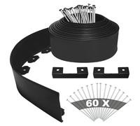 Bordure De Jardin Flexible 10CM Hauteur Kit avec 60 Pieux 20M Longueur | Fixations Flexibles pour Bordures de Jardin Epaisseur 3 mm