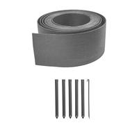 Bordure De Jardin Flexible Gris Anthracite Ht.9 cm, L.5 M, ép. 4,5 mm en PE et Fibres de Bois + 6 Piquets Métalliques - D-Work