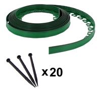Bordure de jardin flexible verte - 3,8 cm x 10 mètres avec 20 piquets d'ancrage