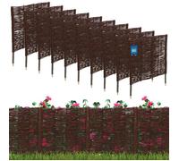 KOTARBAU® Lot de 10 Clôture Bois - Bordure Jardin Extérieur - 60 x 60 cm - Bordure de Jardin en Osier à Planter - Marron - Cloture en Osier - Décoration Extérieure