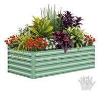 Bordure de jardin rectangulaire galvanisée - Jardinière en métal - 60 cm de hauteur - Plaques d'acier de 0,5 mm - Résistante à la rouille avec système de drainage - 240x120x60 cm - Vert