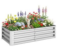 Bordure de jardin surélevée - Bac de plantation rectangulaire - Acier galvanisé - 120x60x30,5 cm - Argent