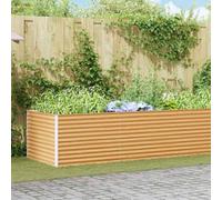 Bordure de jardin surélevée, couleur beige clair, 485 x 100 x 68 cm, en acier galvanisé - Grande jardinière en métal pour le jardin, le balcon et la terrasse - Grand bac de culture métallique pour les