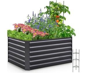 Bordure de jardin surélevée, dimensions 120 x 90 x 62 cm, galvanisée | Jardinière surélevée en métal, idéale pour les légumes, les herbes aromatiques ou les fleurs, résistante à la rouille, avec systè