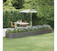Bordure de jardin surélevée en acier galvanisé, 396 x 100 x 36 cm, couleur gris - Bac de plantation ovale pour jardin, balcon et terrasse - Plate-bande métallique robuste pour légumes, herbes aromatiq