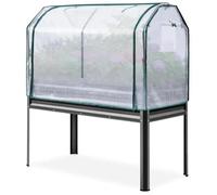 Bordure de jardin surélevée en métal, avec mini-serre en polyéthylène. Couvercle étanche. Idéale pour le jardin et le balcon. Dimensions : 120 x 60 x 140 cm. Couleur : noir