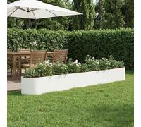 Bordure de jardin surélevée en métal, dimensions 380 x 40 x 40 cm, blanche - Moderne jardinière sans fond pour légumes, fleurs et herbes aromatiques - Pot de plantation en acier, revêtu par poudre, po
