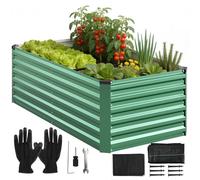 Bordure de jardin surélevée en métal - Forme rectangulaire - Dimensions : 240 x 120 x 60 cm - Résistante aux intempéries - Anti-rouille - Idéale pour les légumes, les herbes aromatiques et les fleurs