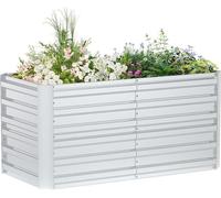 Bordure de jardin surélevée en métal, grande, pour l'extérieur, avec gants, dimensions 300x120x58 cm. Jardinière rectangulaire en métal pour balcon ou terrasse, couleur argent