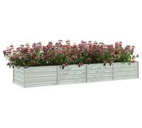 Bordure de jardin surélevée en métal, idéale pour les légumes, les fleurs et les herbes aromatiques. Bac de plantation en acier pour balcon, terrasse et jardin. Finition argentée. Dimensions : 100 x 4