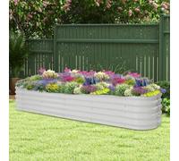 Bordure de jardin surélevée en métal, modèle 12-en-1, bac de plantation en acier galvanisé et aluminium, idéal pour les plantes, les légumes et les fleurs (240 x 60 x 43 cm)