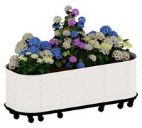 Bordure de jardin surélevée en métal - Pot de plantation mobile sur roulettes - Avec réservoir d'auto-arrosage - Pour légumes, herbes aromatiques et fleurs - Intérieur/Extérieur - 240x60x50 cm - Blanc